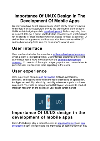 Importance Of UIUX Design In The Development Of Mobile Apps