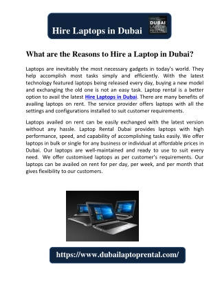 What are the Reasons to Hire a Laptop in Dubai?