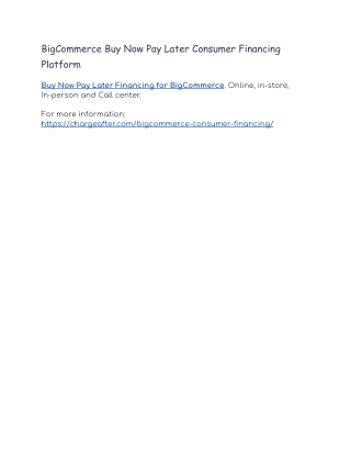 BigCommerce Buy Now Pay Later Consumer Financing Platform