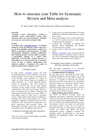 How To Structure Your Table For Systematic Review And Meta-Analysis – Pubrica