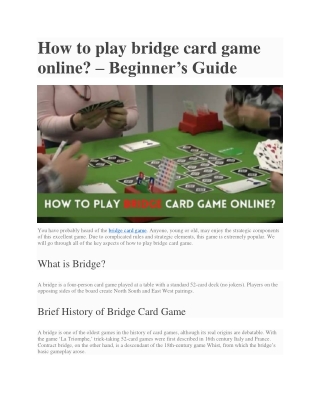How to play bridge card game online?