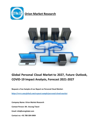 Global Personal Cloud Market to 2027, Future Outlook, COVID-19 Impact Analysis,