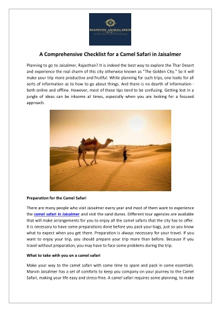 A Comprehensive Checklist for a Camel Safari in Jaisalmer-converted