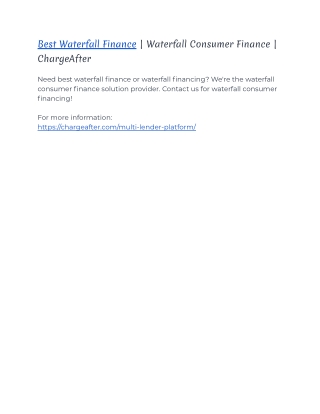 Best Waterfall Financing | Waterfall Consumer Finance | ChargeAfter