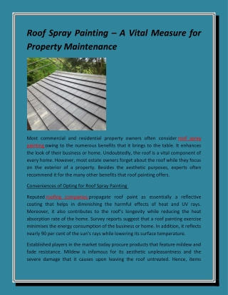 Roof Spray Painting – A Vital Measure for Property Maintenance (1)