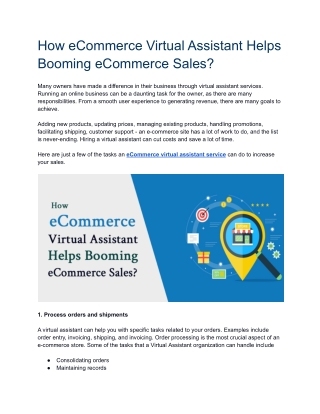 How eCommerce Virtual Assistant Helps Booming eCommerce Sales