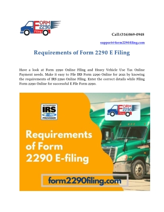 Requirements of Form 2290 E Filing