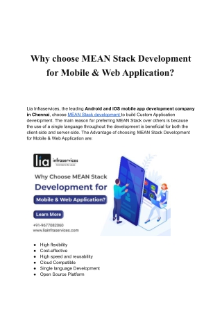 Why choose MEAN Stack Development for Mobile & Web Application