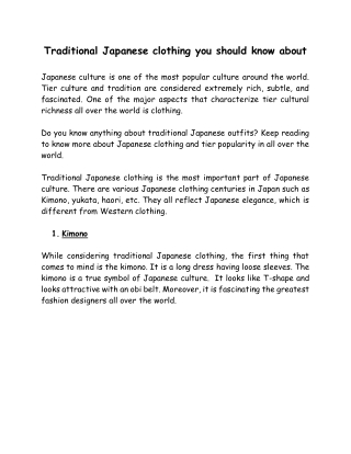 Traditional Japanese clothing you should know about