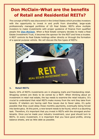 Don McClain-What are the benefits of Retail and Residential REITs-converted