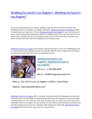 Wedding live band In Los Angeles^- Wedding live band In Los Angeles