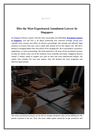 Annulment Lawyers in Singapore