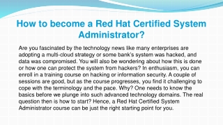 How to become a Red Hat Certified System Administrator?
