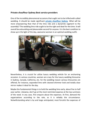 Private chauffeur Sydney Best service providers