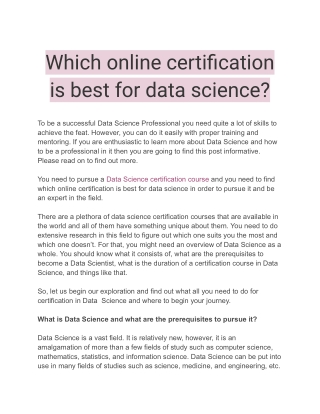 Which online certification is best for data science?