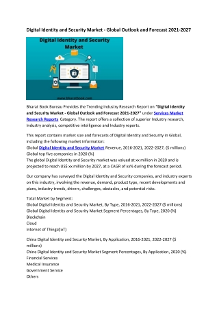 Global Digital Identity and Security Market Research Report 2021-2027
