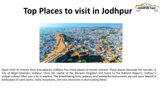 Top Places to visit in Jodhpur