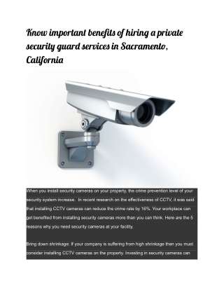 Know important benefits of hiring a private security guard services in Sacramento, California