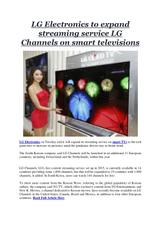 LG Electronics to expand streaming service LG Channels on smart televisions