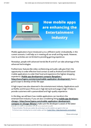 How mobile apps are enhancing the Entertainment industry