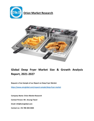 Global Deep Fryer Market Size & Growth Analysis Report, 2021-2027
