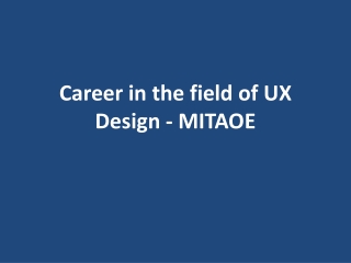 Career in the field of UX Design - MITAOE