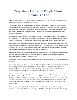 Why Many Educated People Think Bitcoin Is a Fad