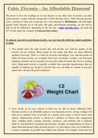 Cubic Zirconia - An Affordable Diamond