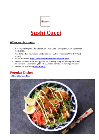 5% OFF - Sushi Cucci Menu - Japanese takeaway Coorparoo, QLD