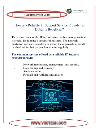 How Reliable an IT Support Dubai is Beneficial?