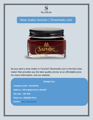 Shoe maker toronto | Shoemedic.com