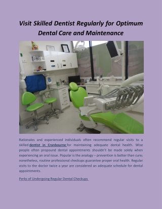 Visit Skilled Dentist Regularly for Optimum Dental Care and Maintenance