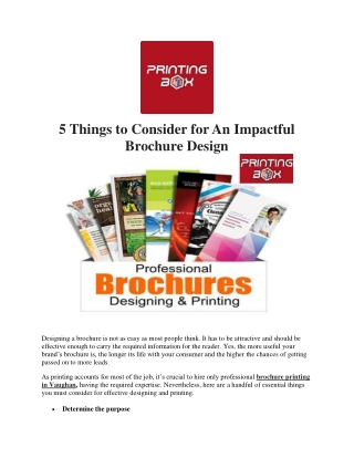 5 Things to Consider for An Impactful Brochure Design