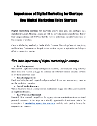 Importance of Digital Marketing for Startups : How Digital Marketing Helps Start