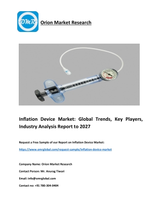 Inflation Device Market: Global Trends, Key Players, Industry Size to 2021-2027