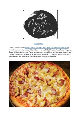 5% Off - Mastro Pizza restaurant menu Mount Pleasant,WA