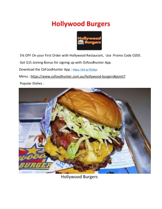 5% Off - Hollywood Burgers Gungahlin takeaway, ACT