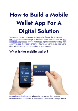 How to Build a Mobile Wallet App For A Digital Solution