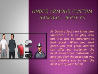 Under Armour Custom Baseball Jerseys