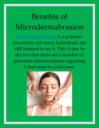 Benefits of Microdermabrasion