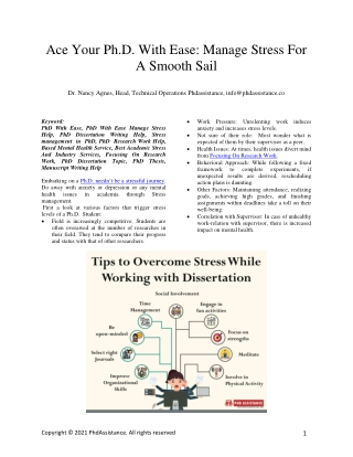 Ace Your PhD With Ease: Manage Stress For A Smooth Sail - Phdassistance