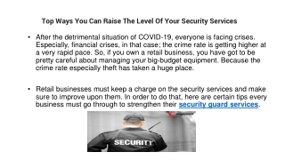 top ways you can raise the level of your security services