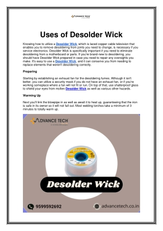 Uses of Desolder Wick