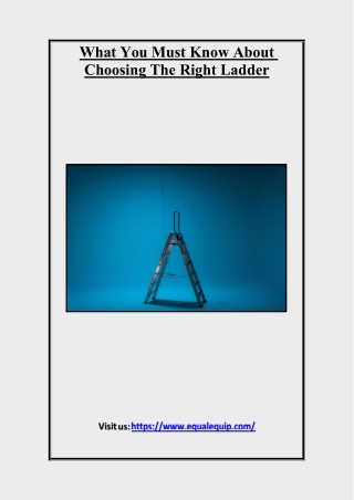 What You Must Know About Choosing The Right Ladder