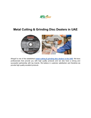 Metal Cutting & Grinding Disc Dealers in UAE