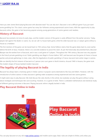Best Casinos To Play Baccarat