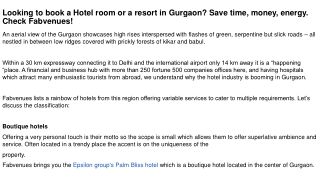 Looking to book a Hotel room or a resort in Gurgaon