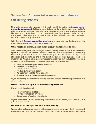 Secure Your Amazon Seller Account with Amazon Consulting Services