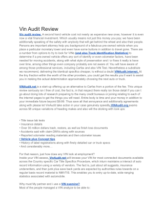 Vin Audit Review