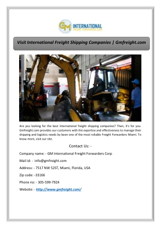Visit International Freight Shipping Companies | Gmfreight.com